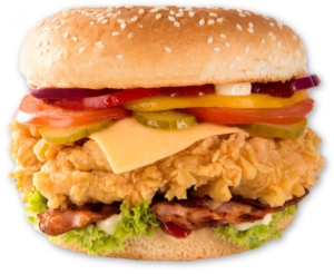 chrupiący burger z panierowanym kurczakiem